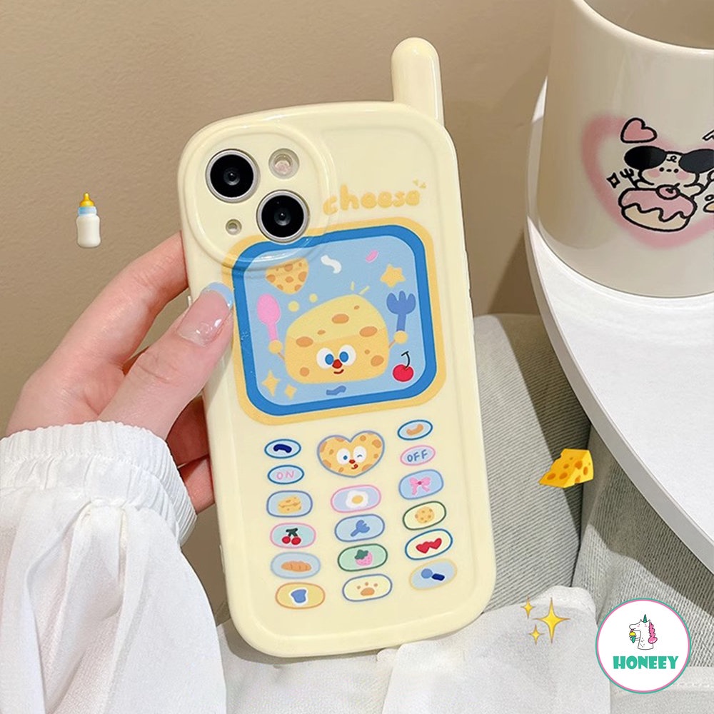 IPHONE Ins Casing Ponsel Keju Lucu Untuk Iphone14 13 12 11 Pro Max XS XR 7 8Plus Kawaii Desain Keyboard 3D Tahan Guncangan Soft Cover