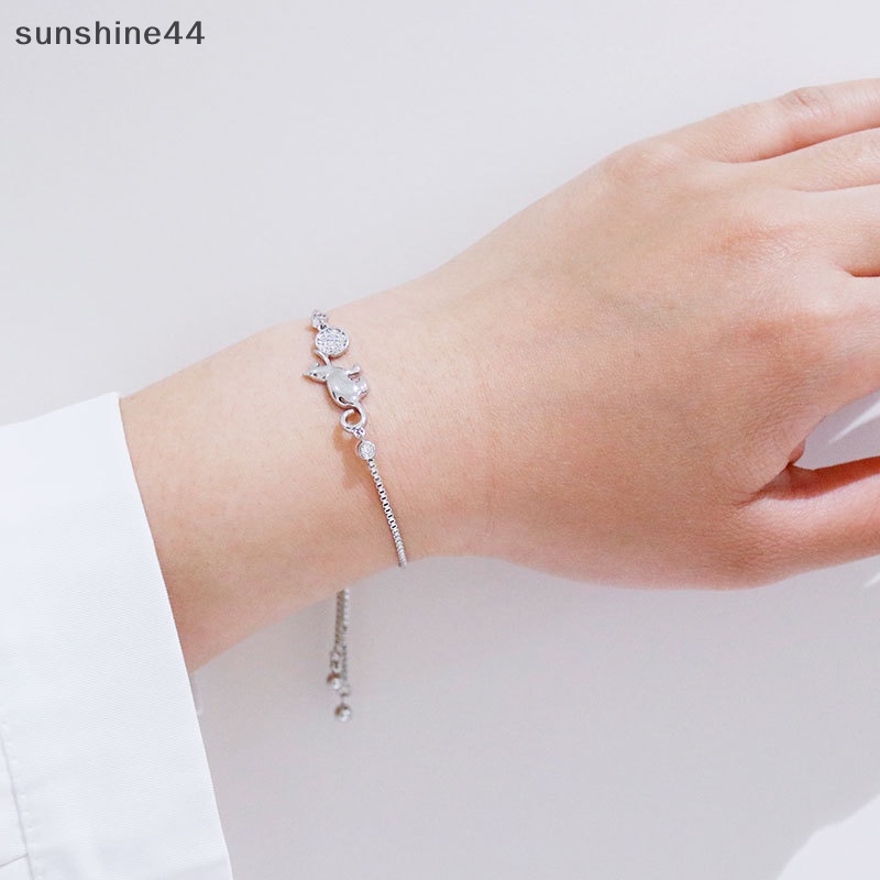 Sunshine Gelang Pesona Bola Kucing Kristal Cubic Zirconia Trendi Untuk Wanita Perhiasan Sederhana ID