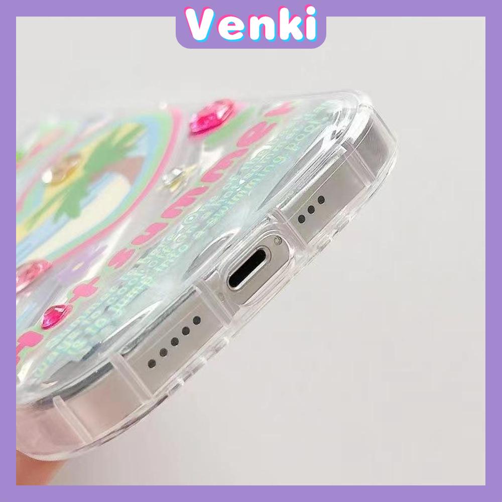 VENKI - Untuk iPhone 11 iPhone Case Laser Reflektif Bening Phone Case TPU Soft Shockproof Airbag Case Cute Summer Coco Kompatibel dengan iPhone 14 13 Pro max 12 Pro 7Plus 8Plus