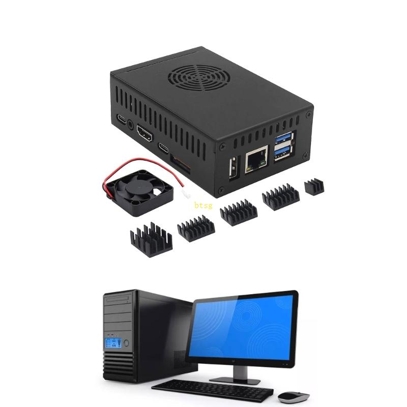 Bt N505 Metal Case- Untuk Orange Pi5 5B Enclosure Box Dengan Cooling Fan Alloy- Heatsink Pads Supports M2 NVMe Ssd2280