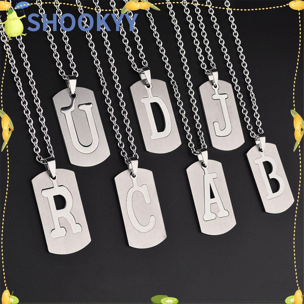 Chookyy Alfabet Kalung Inisial Pria Berlebihan Cursive Mewah Minimalis Logam 26huruf
