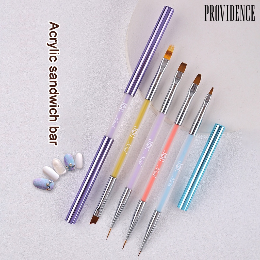 Providence Nail Art Pen Grip Nyaman Batang Akrilik Fleksibel Lembut Bulu Nilon UV Gel Desain Kutek Multifungsi Kepala Ganda Brush Pen Perlengkapan Salon Kuku