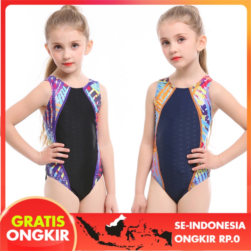 Baju Renang Profesional Anak-anak Remaja Pakaian Renang Satu Potong Gadis Sedang dan Besar Belajar B
