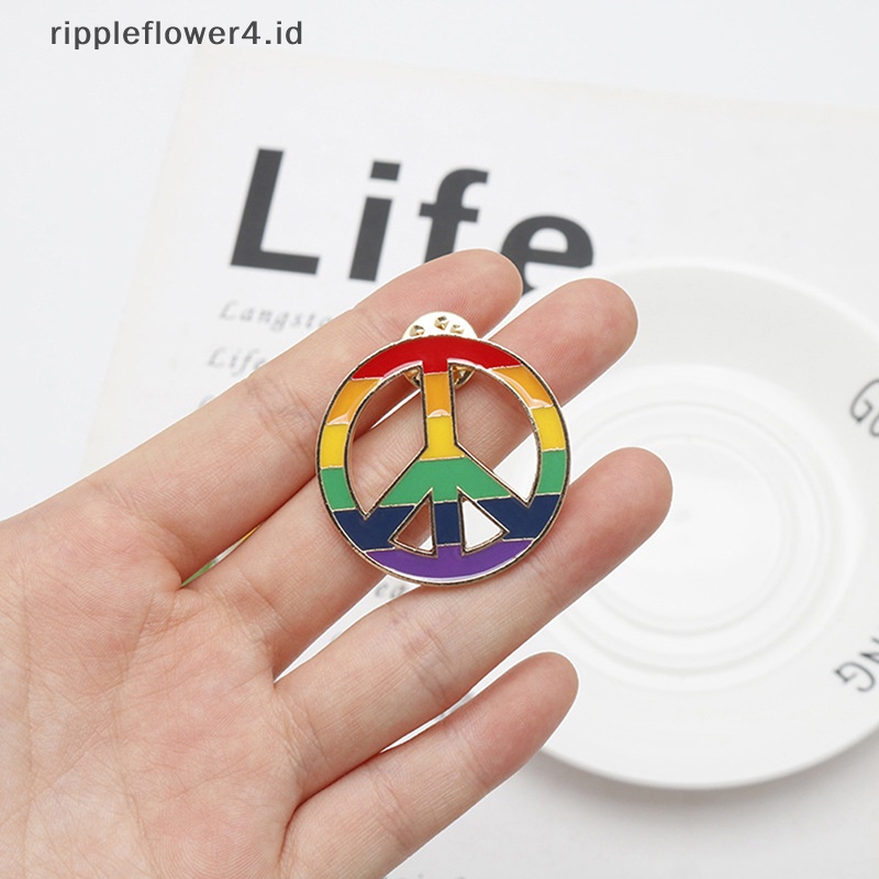 {rippleflower4.id} 1pcs Bros Pin Kerah Simbol Perdamaian Putaran Hippie Tanda Perdamaian Bus Lapel Pins~