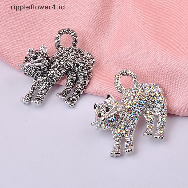 {rippleflower4.id} Fashion Vintage Lucu Kucing Bros Dekorasi Logam Bros Syal Sweater Setelan Pin Up Gesper Hewan Bros Peniti Kerah Perhiasan Pin~