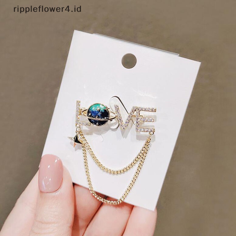 {rippleflower4.id} Berlian Imitasi Bros Perhiasan Aksesoris Hijab Rumbai Kerah Pin Jas Kemeja Kerah Lencana Korsase Bros~