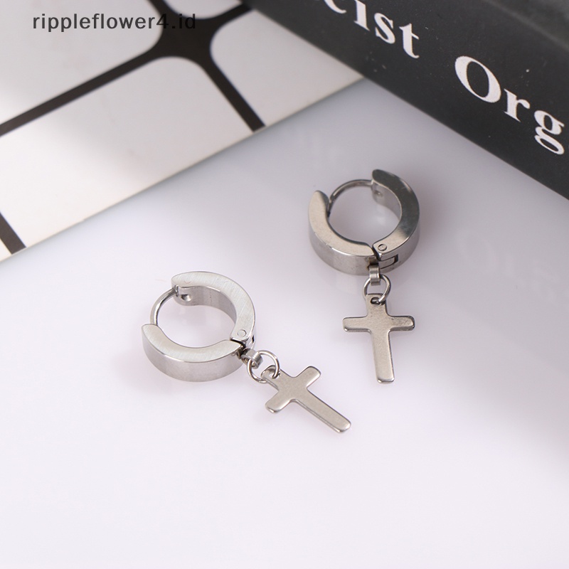 {rippleflower4.id} 1pasang Dari Klip Telinga Salib Yang Dipersonalisasi Anting Dipoles Tangan~