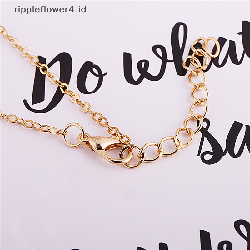 {rippleflower4.id} Set Perhiasan Fashion Wanita Berlapis Emas Berlian Imitasi Daun Anting Liontin Kalung~