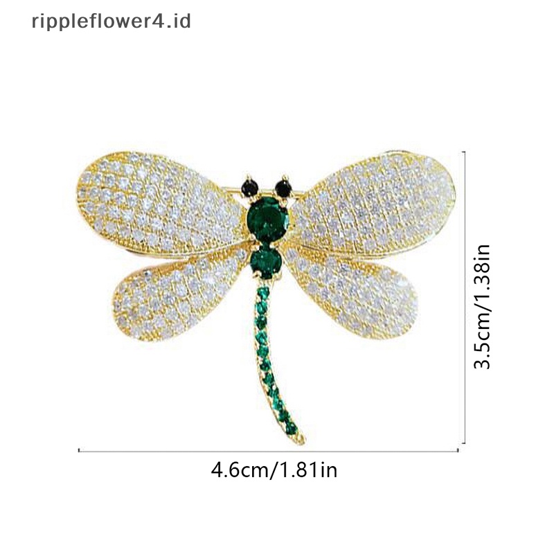 {rippleflower4.id} Bros Capung Berlian Imitasi Hijau Untuk Wanita Elegan Kristal Korsase Pin Wanita Hadiah Aksesoris Gaun Pesta Fashion Perhiasan~