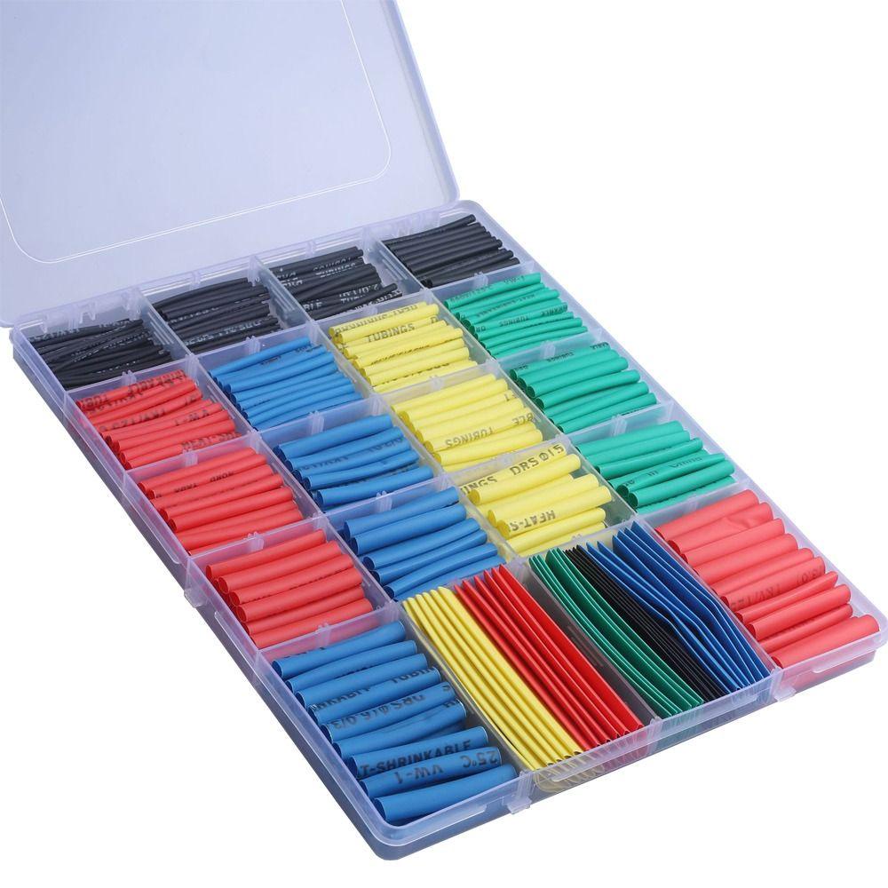 TOP 470pcs Heat Shrink Tubing Pelindung Kabel Kawat Isolasi Shrinkage Tube Industrial Heat-Shrink Tubing Rasio 2:1