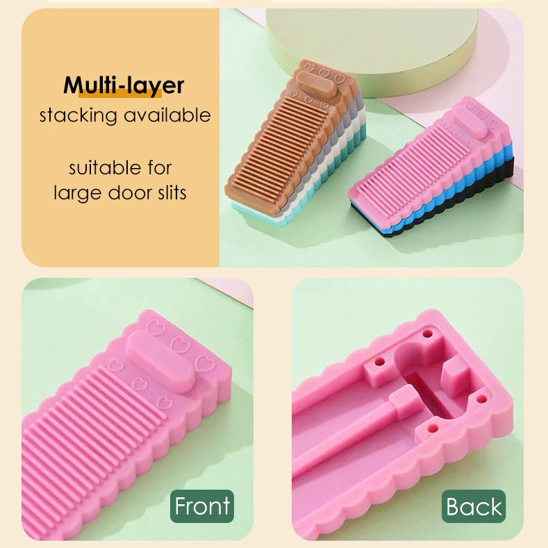 Karet Lembut Sederhana Pengganjal Pintu Multicolor Stackable Door Wedge Stop Tahan Lama Slip-Tahan Celah Pintu Plug Rumah Kantor Door Buttom Block Wall Protection Anak Safety