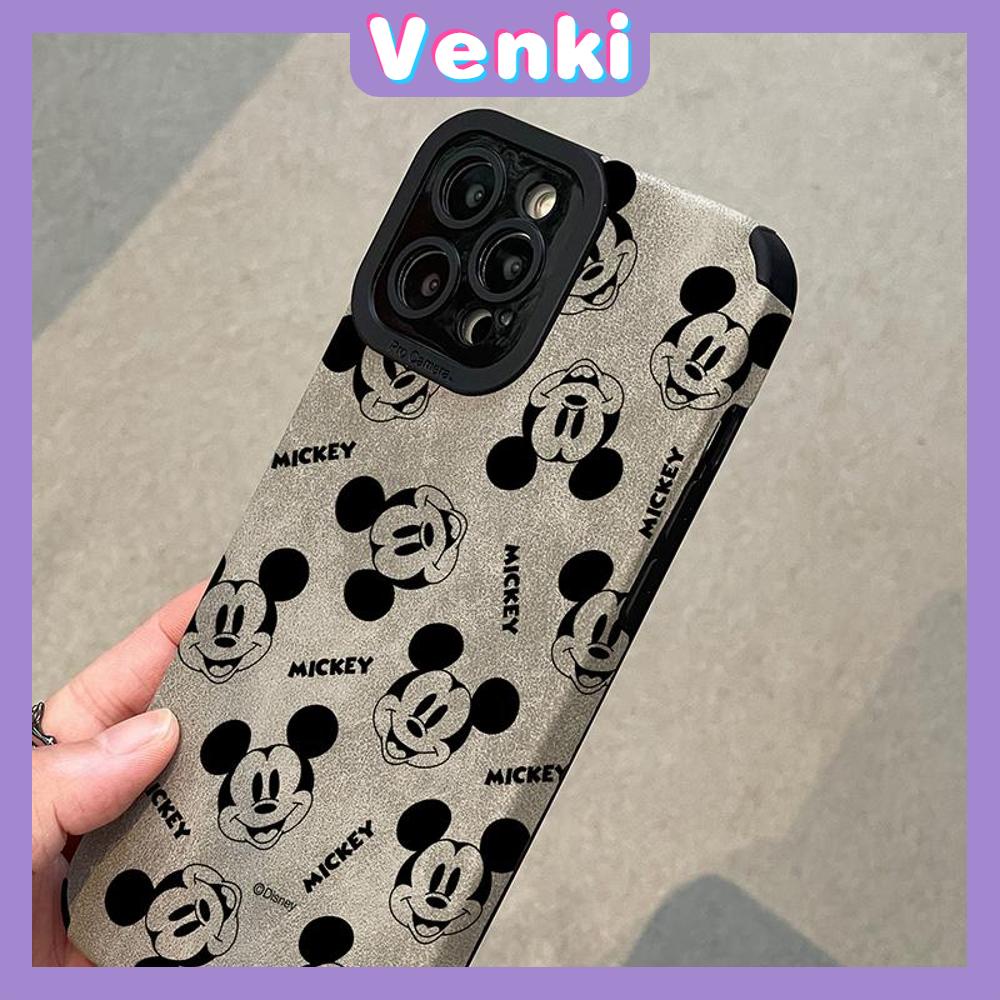 VENKI - Untuk iPhone 11 Case Leather Leather Pupil Eyes Suede Phone Case Soft Shockproof Airbag Case Pelindung Kamera Lucu Kartun Mouse Kompatibel dengan iPhone 14 13 Pro max 12 xr