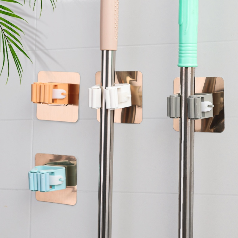 Tahan Air Dinding Self-Adhesive Rak Pel Tempel Dinding Mop Organizer Holder RackBrush Sapu Gantungan Hook Perekat Kait Serbaguna Dapur Kamar Mandi Kait Kuat Rak Penyimpanan Rumah