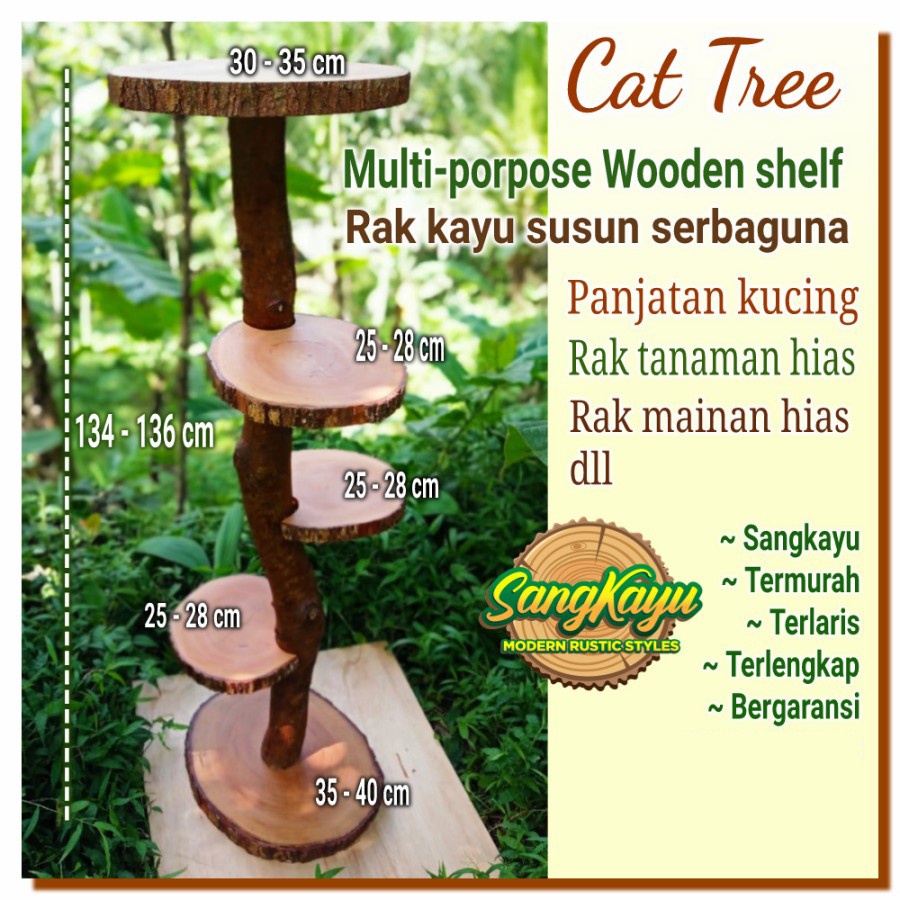 Cat tree pohon kucing panjatan kucing rak kayu serbaguna rak bunga dll | cat tree | panjatan kucing