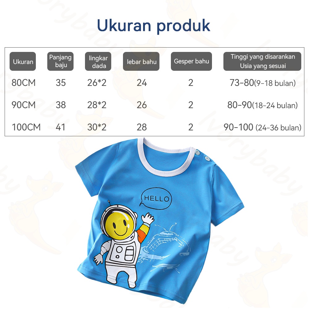 Ivorybaby Kaos baju atasan bayi anak lengan pendek Tshirt anak 0-3thn