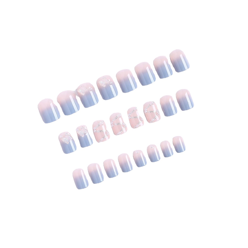 X89 24 Pcs DIY Kuku Palsu French Cool Finger Nail Art Stiker Kuku Palsu