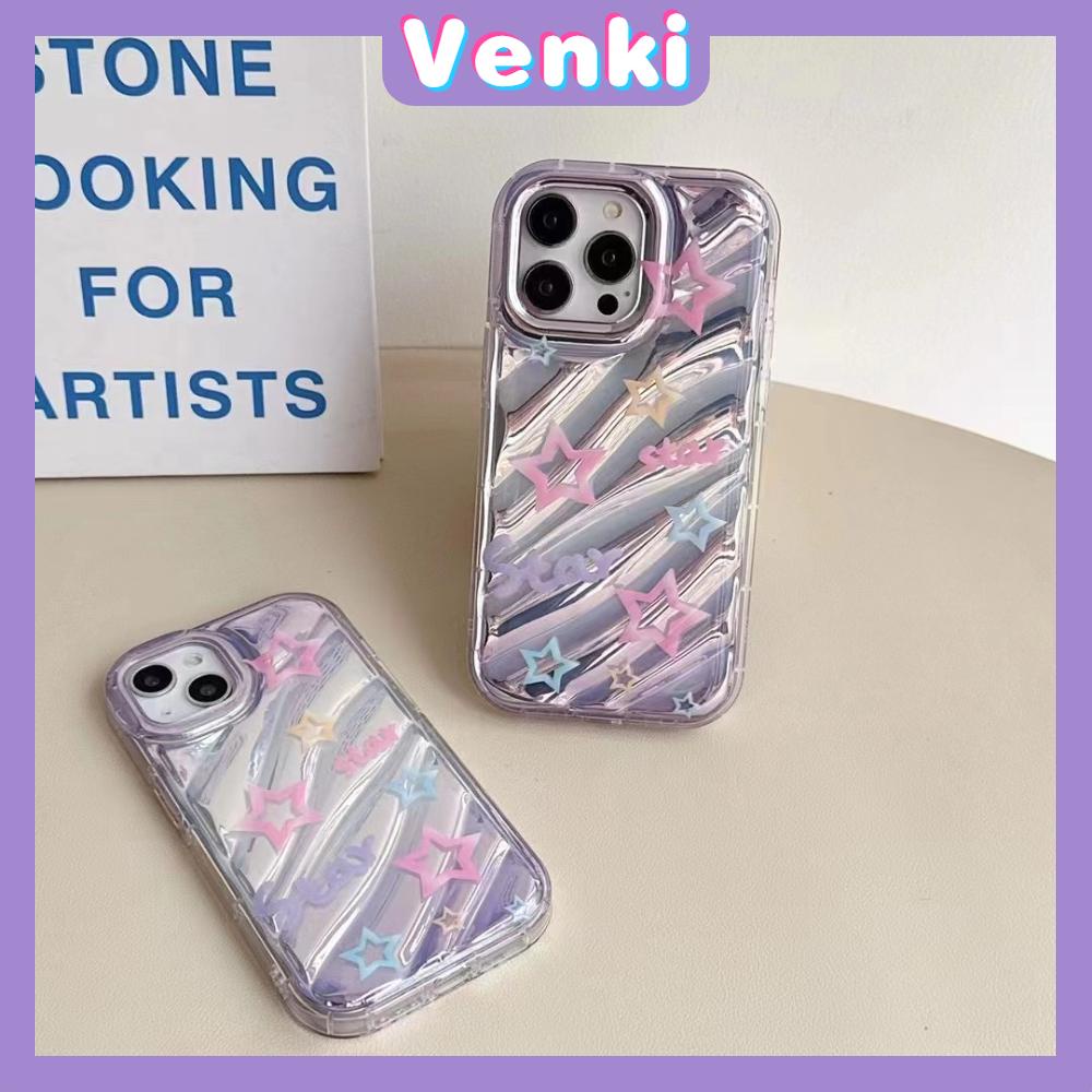 VENKI - Untuk iPhone 11 iPhone Case Laser Reflektif Bening Phone Case TPU Soft Shockproof Airbag Case Bintang Sederhana Kompatibel dengan iPhone 14 13 Pro Max 12 Pro Max XR XR 7Plus 8Plus