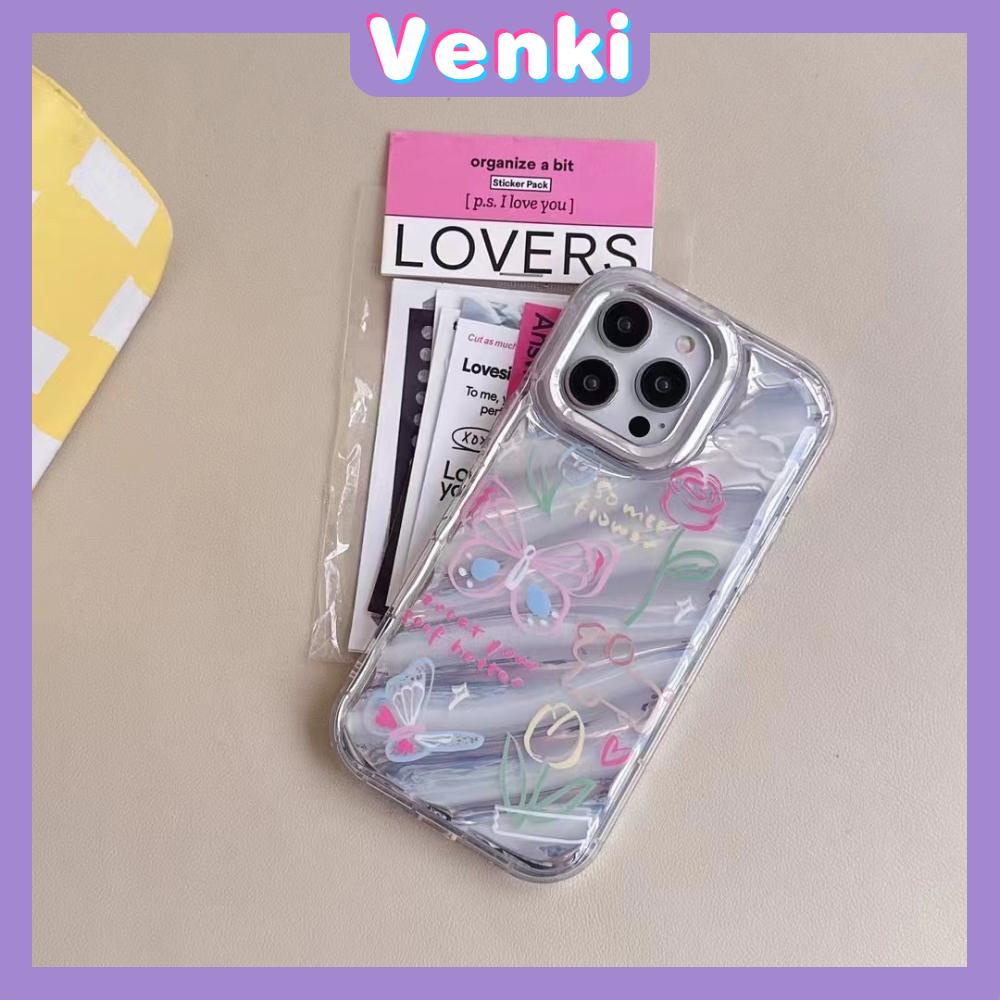 VENKI - Untuk iPhone 11 iPhone Case Laser Reflektif Bening Phone Case TPU Lembut Shockproof Airbag Phone Case Kupu-kupu Sederhana Kompatibel dengan iPhone 14 13 Pro Max 12 Pro Max XR XR 7 8