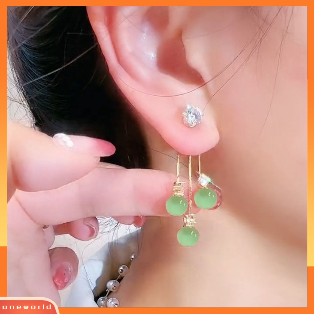 [WOD] 1pasang Anting Menjuntai Anti Alergi Hias Berkilau Wanita Retro Berlian Imitasi Liontin Stud Earrings Untuk Pacaran