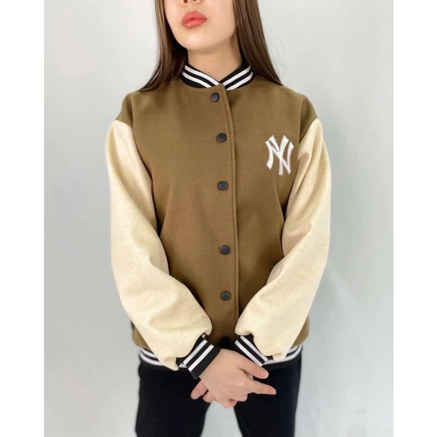 COD  NY Baseball Jaket Varsity Outerwear Jaket Matt Fleece Tebal OOTD Casual l Jacket Two Tone Colors
