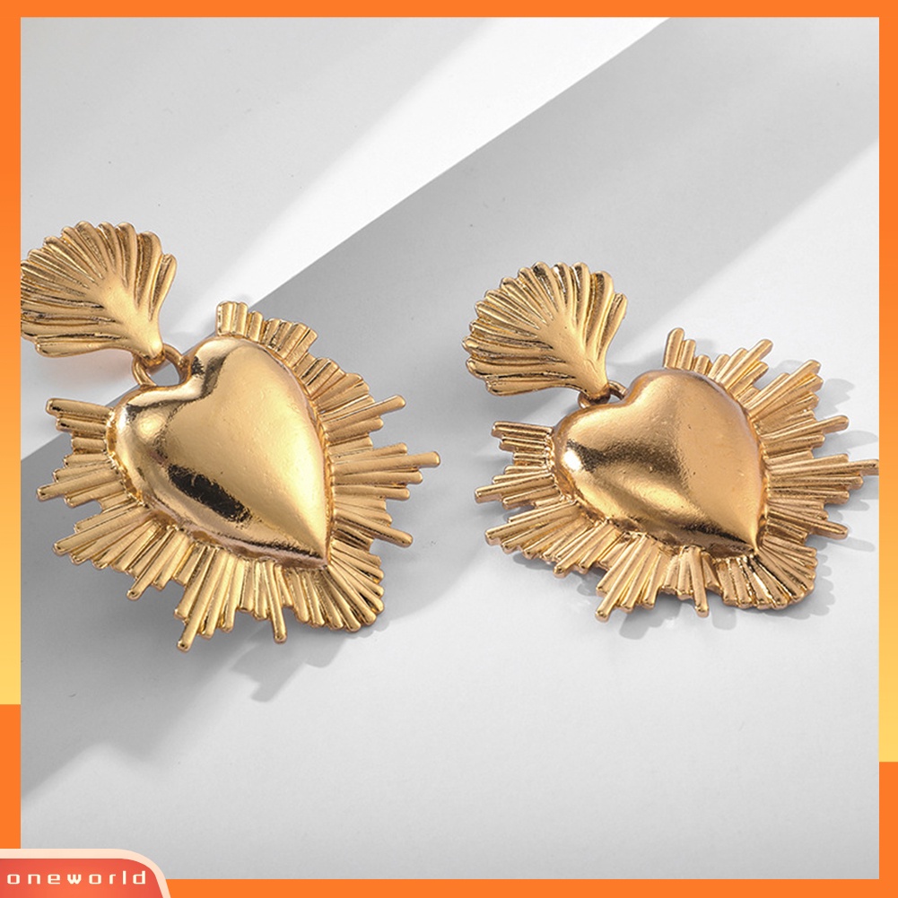 [WOD] Fashion Wanita Paduan Hati Timbul Liontin Anting Pernyataan Perhiasan Hadiah