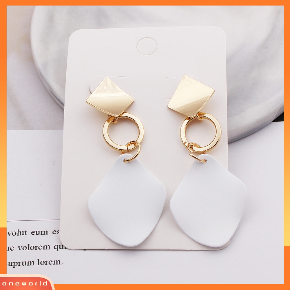 [WOD] 2pasang Wanita Fashion Geometris Square Drop Stud Earrings Pesta Perhiasan Hadiah