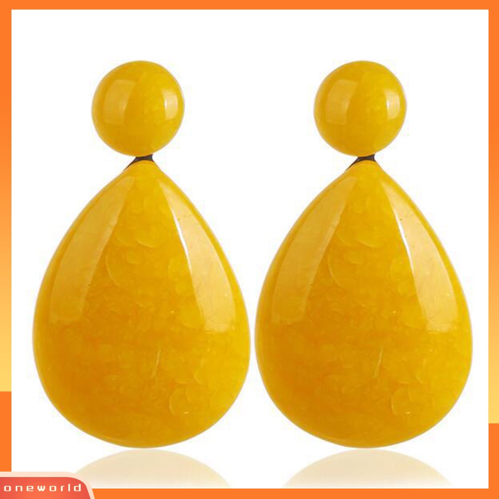 [WOD] Fashion Sederhana Wanita Resin Water Drop Statement Menjuntai Stud Earrings Perhiasan