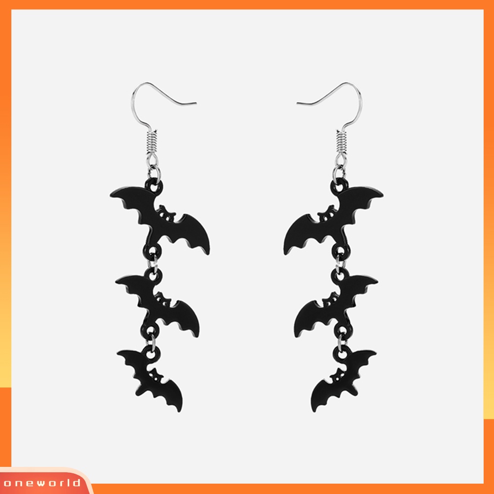 [WOD] Anting Kait Eardrop Kelelawar Modis Halloween Dekorasi Wanita Perhiasan Aksesoris