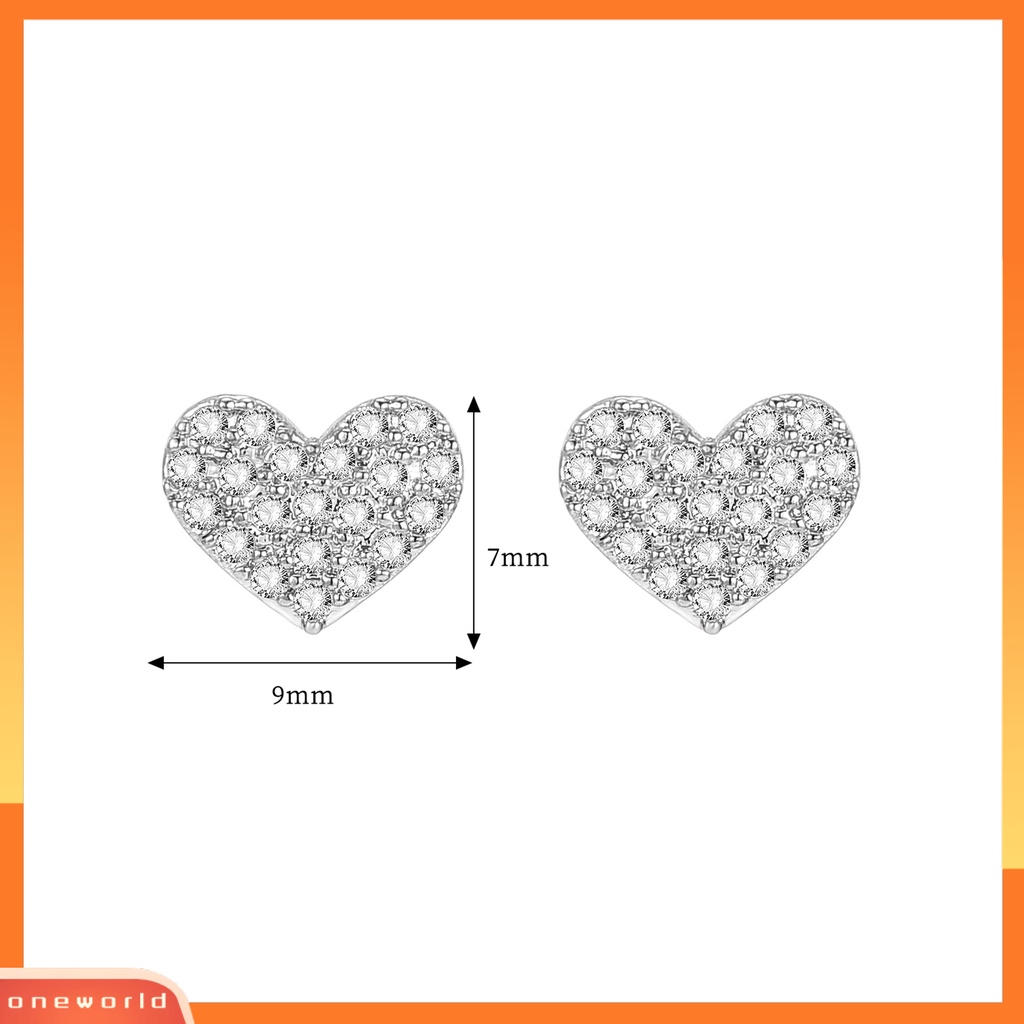 [WOD] Wanita Sederhana Cubic Zirconia Geometris Hati Bentuk Bulat Ear Stud Perhiasan Hadiah