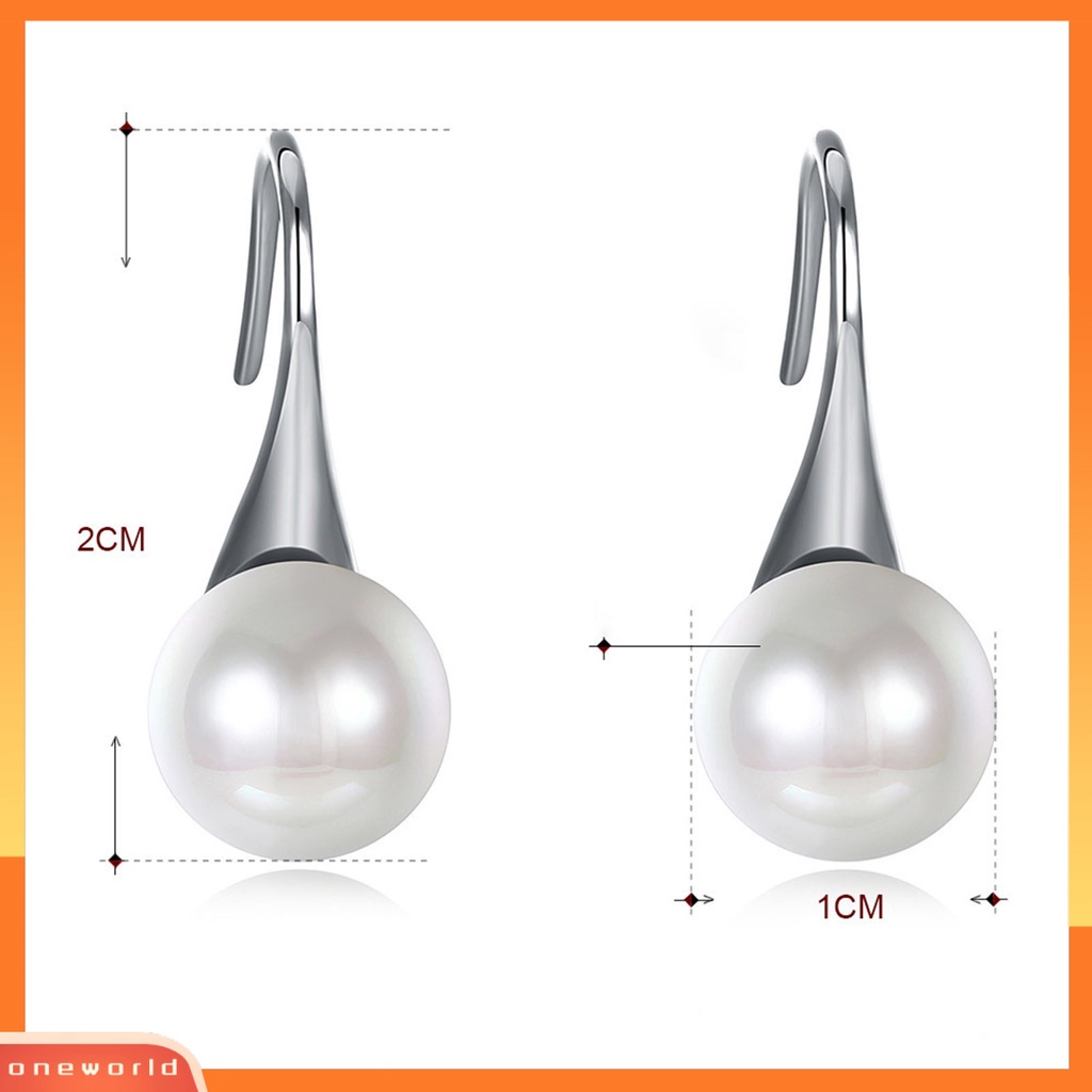 [WOD] 1pasang Anting Simple Wanita Mutiara Imitasi925Silver Bulat Terang Menjuntai Untuk Pernikahan