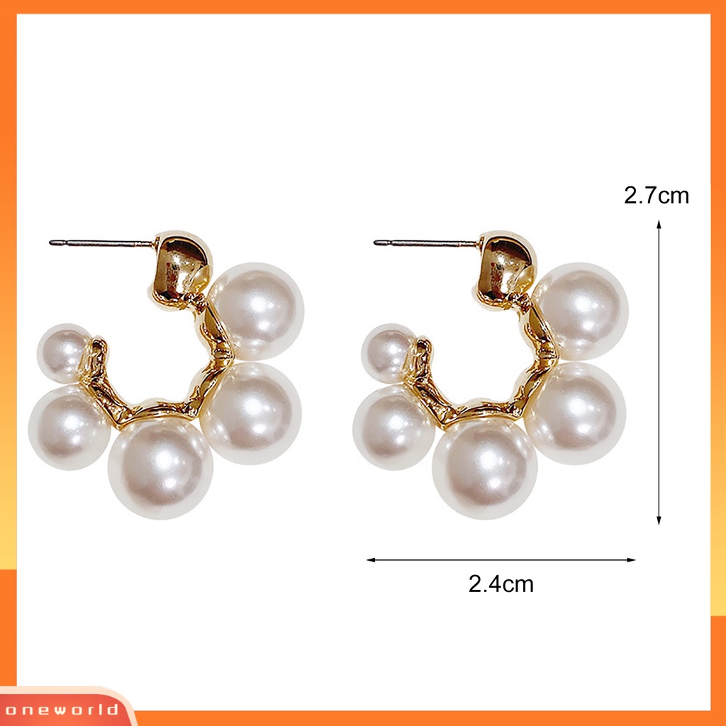 [WOD] Anting Wanita Mutiara Imitasi Paduan Emas Anting Pejantan Sederhana Elegan Perhiasan Fashion