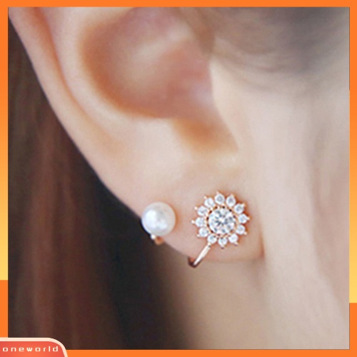 [WOD] Wanita Manis Mutiara Imitasi Berlian Imitasi Snowflake Ear Stud Earrings Perhiasan Charm