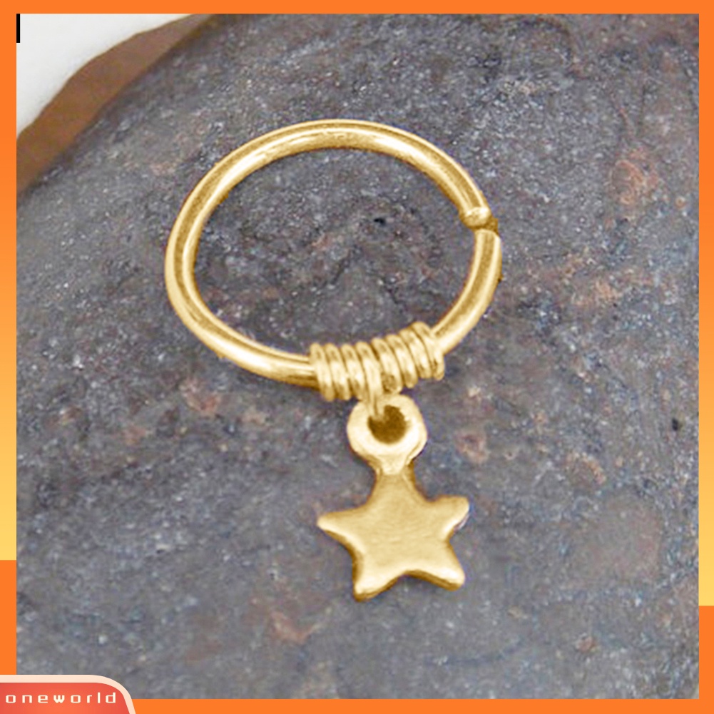 [WOD] 1pc Cincin Lady Tembaga Alloy Bintang Liontin Tulang Rawan Hoop Piercing Telinga Atas Stud