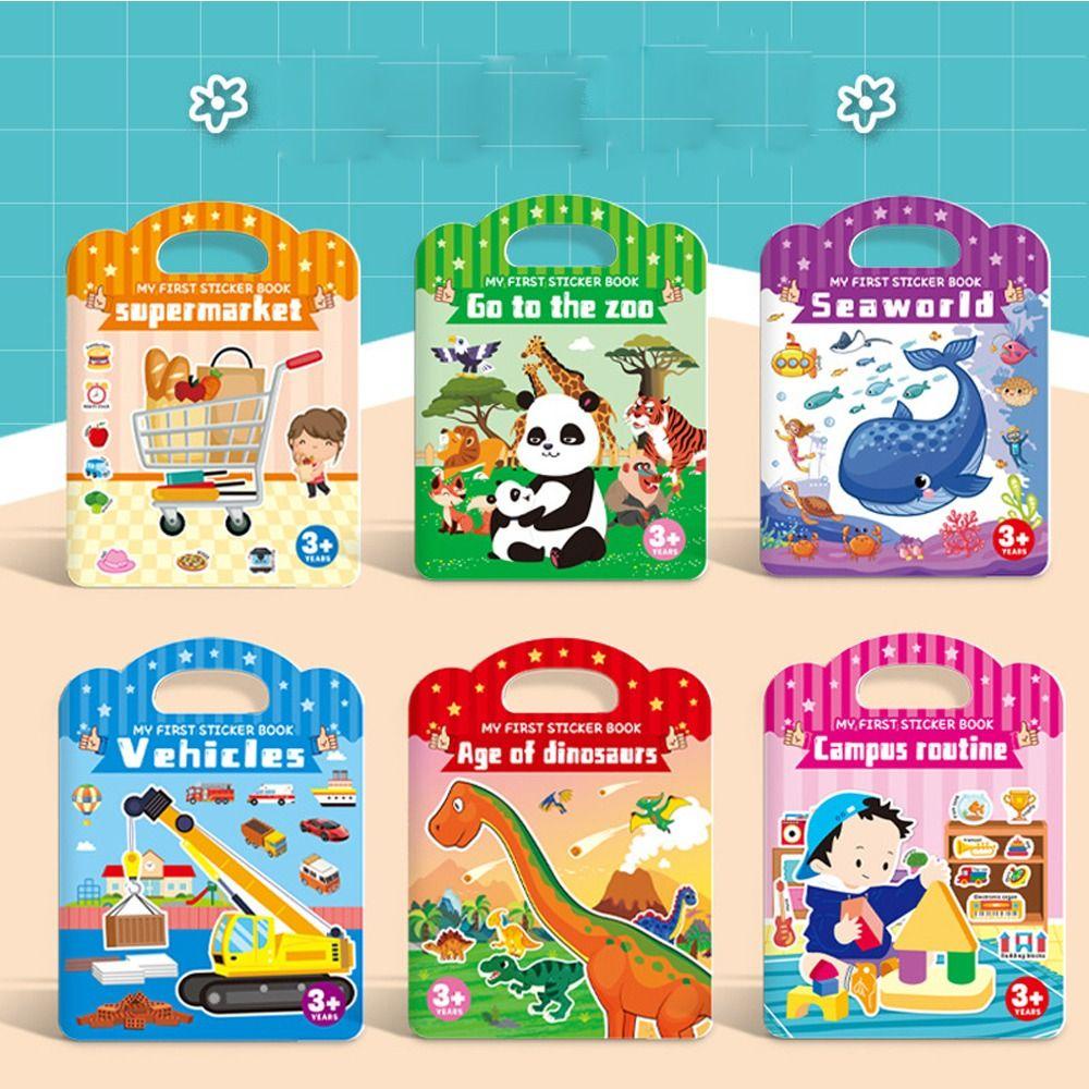 NEEDWAY Needway Anak Scene Sticker Buku Reusable Lovely Mainan Belajar Paud Hewan Water-proof Anak Hadiah Orang Tua-Anak Mainan Edukasi Dini Mainan