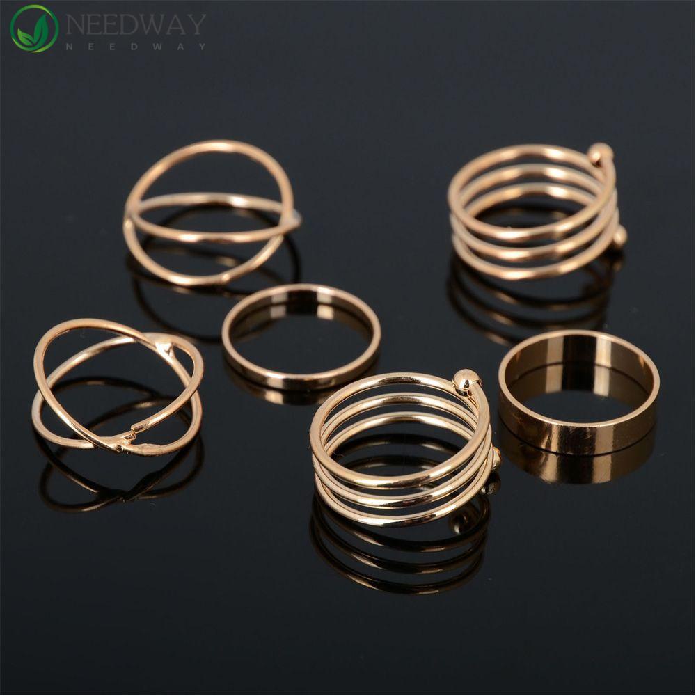 Needway Cincin Urban Silver Knuckle Amerika Serikat Meledak Bagian Kepribadian Wanita 6 Pcs/set