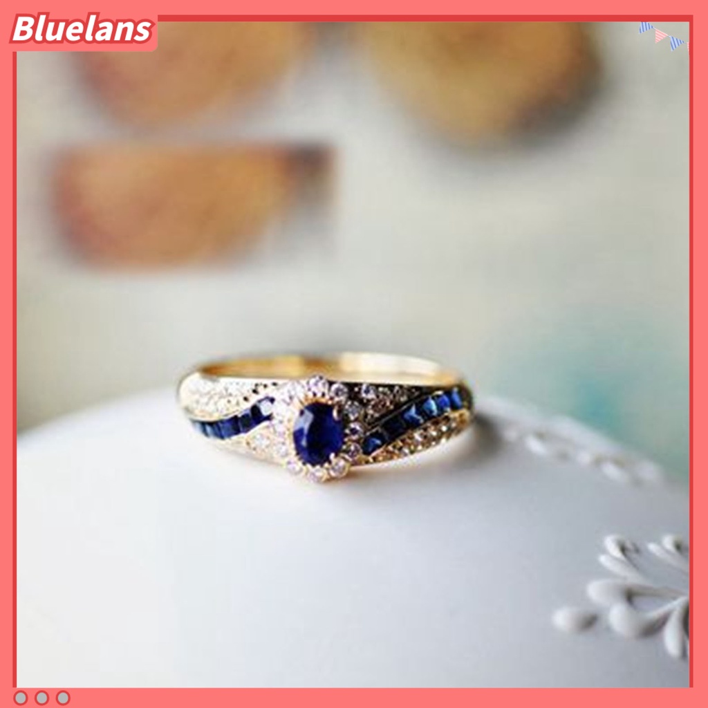 [BLS] Wanita Cincin Permukaan Halus High-end Berlian Imitasi Mengkilap Hias Pernikahan Circlet Perhiasan Perempuan
