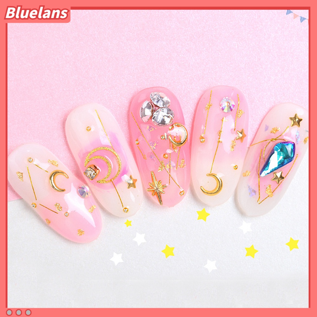 [BLM] Campuran Tembaga Lembaran Rivet Motif Bulan Bintang Nail Art Tips Sequin Decal Tool