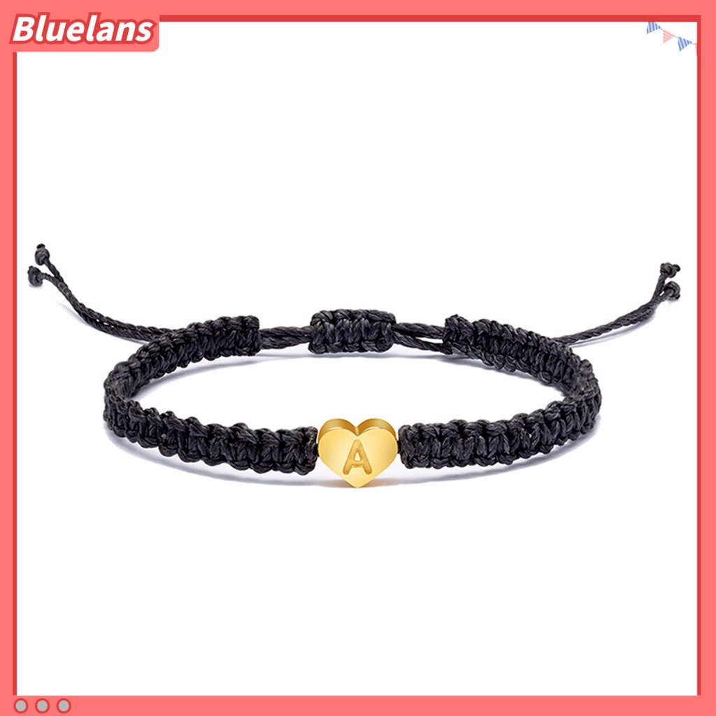 [BLS] Gelang Pasangan Bentuk Hati Tali Kepang Elastis Dapat Disesuaikan All-match Dekorasi Hadiah 26huruf Inisial Charms Gelang Perhiasan Untuk Pakaian Sehari-Hari