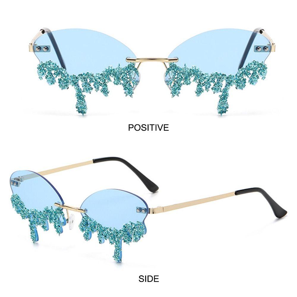 R-flower Sunglasses Untuk Wanita Kacamata Pesta Retro Kecil Bling Pantai Shades Sun Glasses