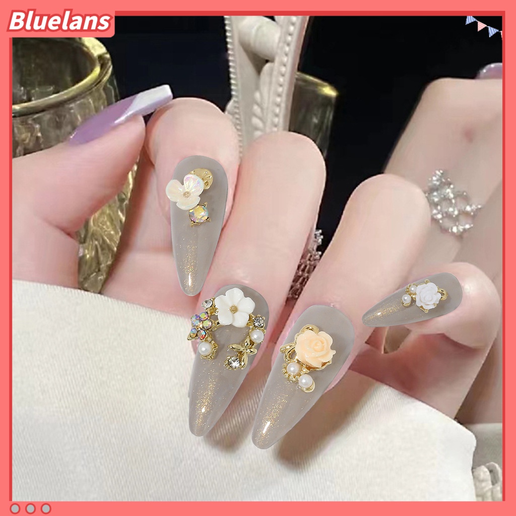 [BLM] 10pcs Hiasan Kuku Tiga Dimensi Bersinar Mudah Tempel Gloss DIY Berkilau Camellia Nail Charm Manicure Designs Nail Salon Supply