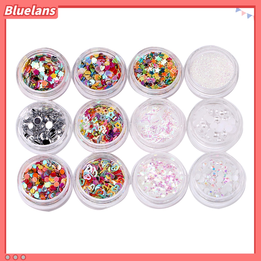 [BLM] 12toples/1kotak Shiny Sweet Pattern Manicure Nail Art Mata Rias Payet DIY Alat