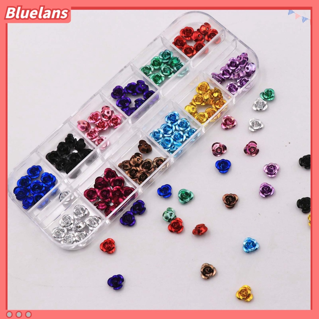 [BLM] 1kotak Flower Nail Art Anti Karat Anti Jatuh Novel 3D Stud Kuku Bunga Bahan Metal Untuk Kuku