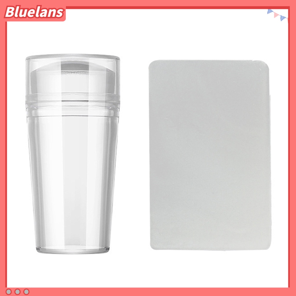 [BLM] 1set Nail Art Stamper Dengan Scraper Kuku Desain Dapat Dilepas Stamper Kuku Silikon Transparan Manicure Tools Untuk Profesional