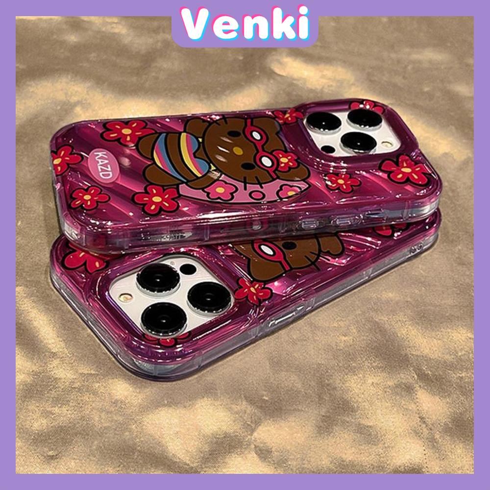 VENKI - Untuk iPhone 11 Laser Reflektif Bening Phone Case TPU Soft Shockproof Airbag Phone Case Cute Hitam Kulit Kartun Kucing Kompatibel dengan iPhone 14 13 Pro max 12 Pro Max XR XR 7