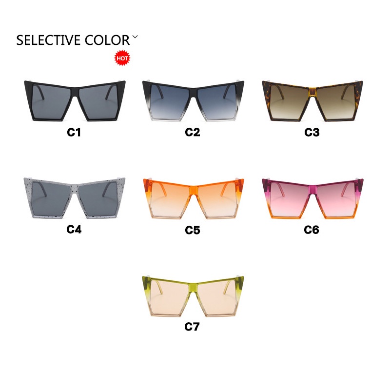 (YUZHU) Mode Barat Oversized Frame Rivet Cat Eye Sunglasses Kepribadian Fashion Baru Gradien Sunglasses