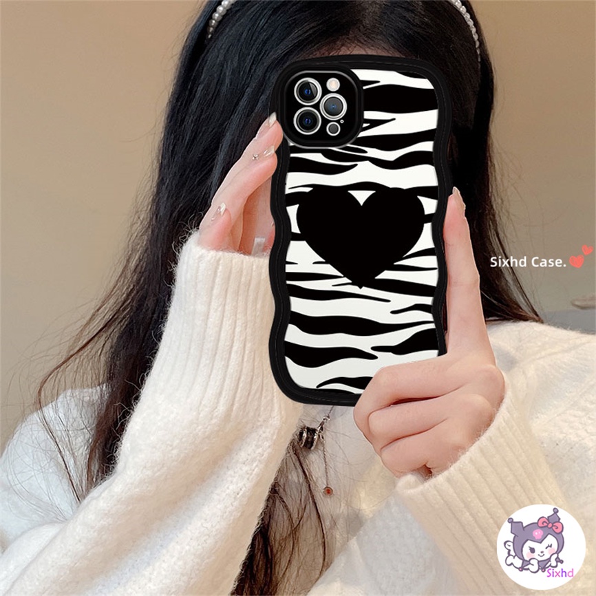 IPHONE Kompatibel Untuk Iphone14 13 12 11 Pro Max SE2020 X XR Xs Max7 8 6 6s Plus Wave Edge Fashion Love Motif Zebra Soft Phone Case Shockproof Case Clear Cover