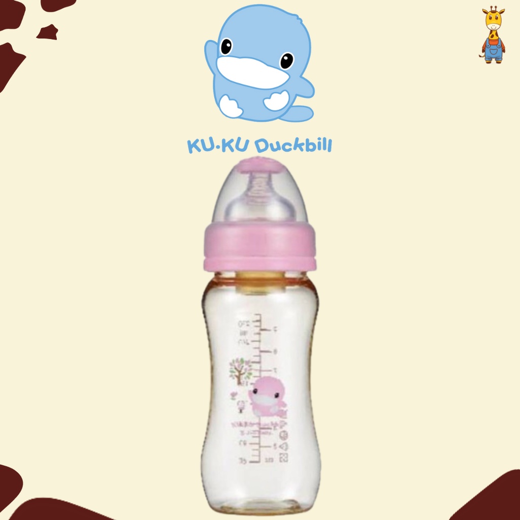 Kuku Duckbill PES Wide Neck Bottle Anti Colic 280ml KU5827 - Botol Susu