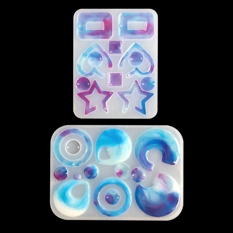 Siy 2Pcs Beberapa Gaya Gantungan Kunci Cetakan Liontin Silikon Ornamen Anting Epoxy Resin Casting Membuat Perhiasan Diy Cr