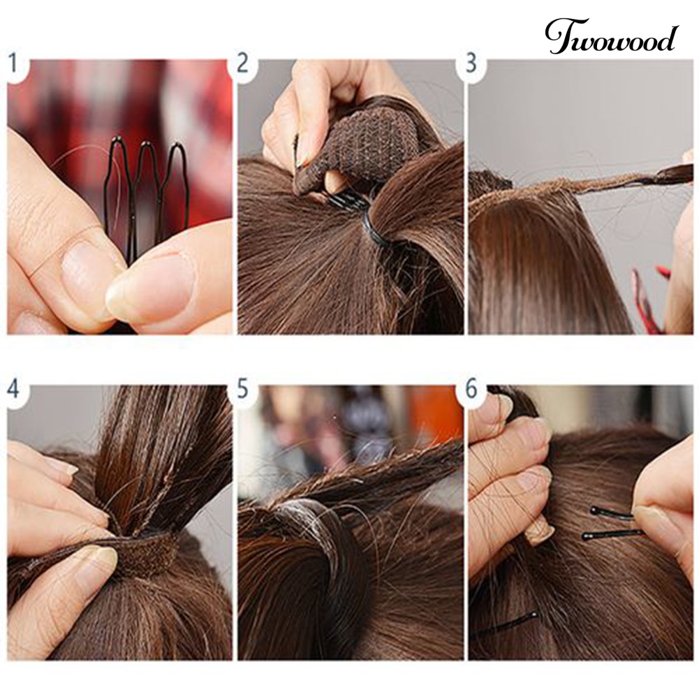 Twowood Wanita Magic Tape Panjang Lurus Wig Ponytail Rambut Ekstensi Cosplay Sopak