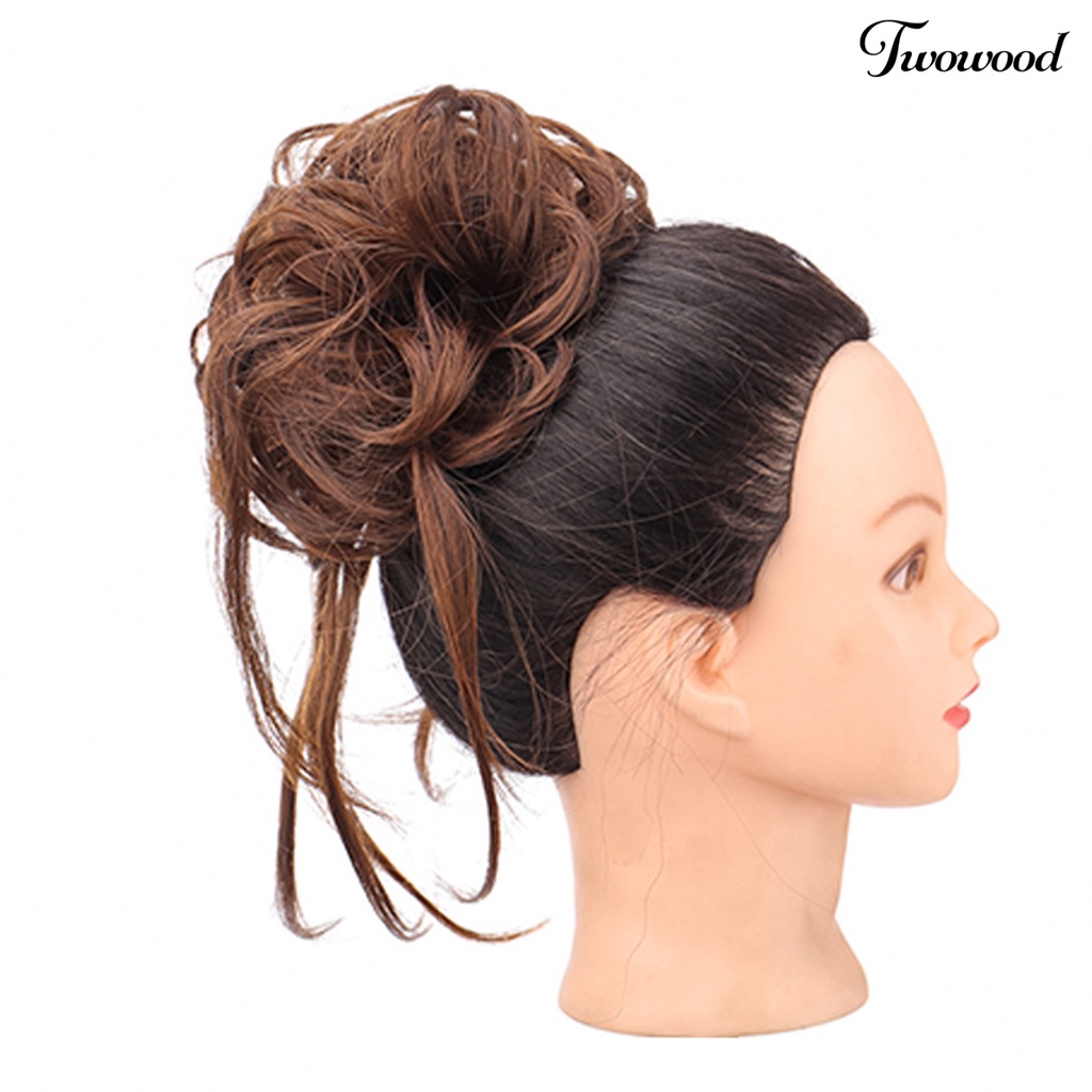 Twowood Wig Messy Effect Fluffy Hair Breathable Sanggul Rambut Chignon Messy Scrunchie Elastis Untuk Pesta